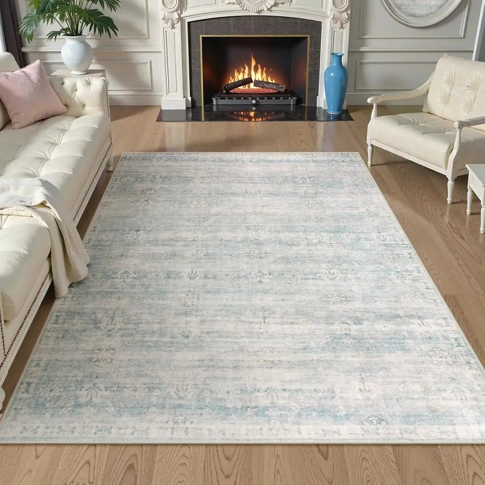 5x7 Light Blue Distressed Washable