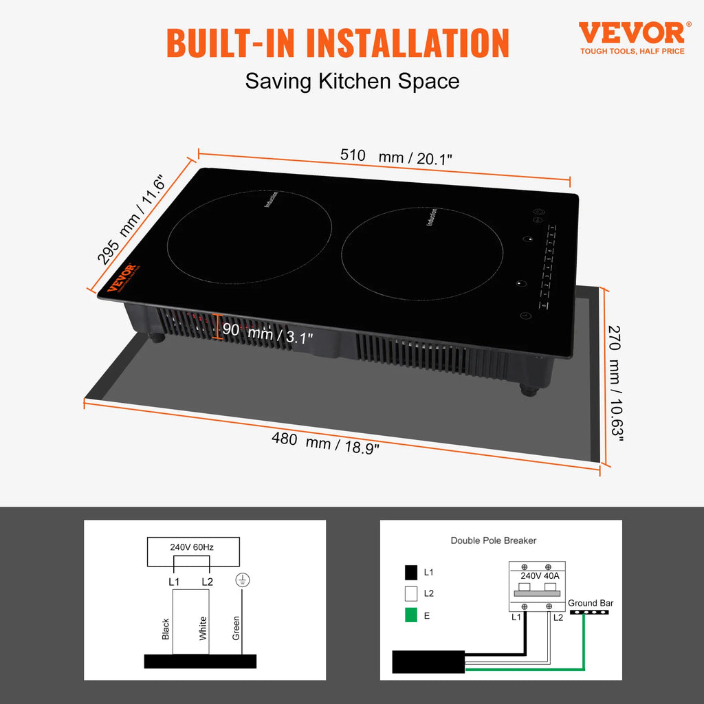 2 Induction, Sensor Touch Control, Magnetic Cooker