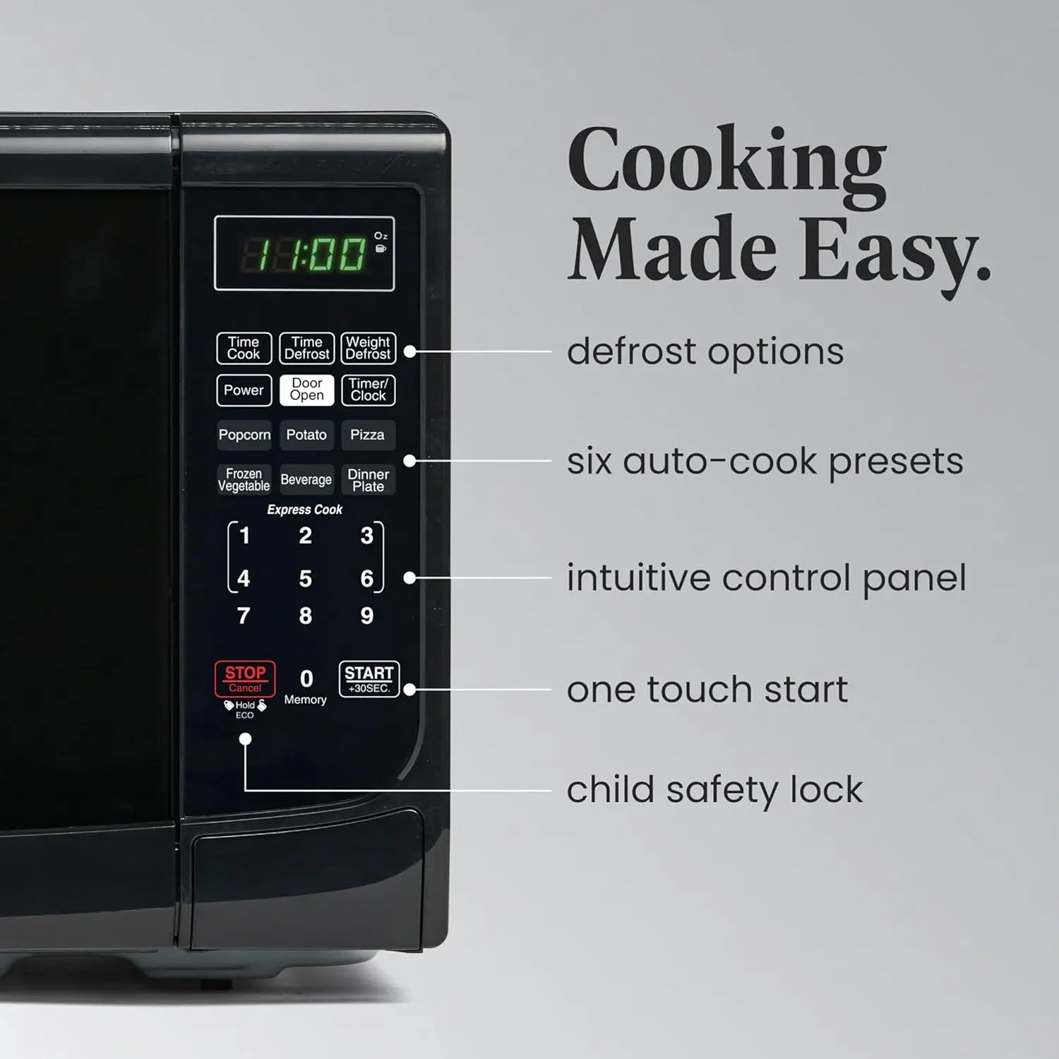 Compact 0.7 CF Microwave, 700 Watts, Black