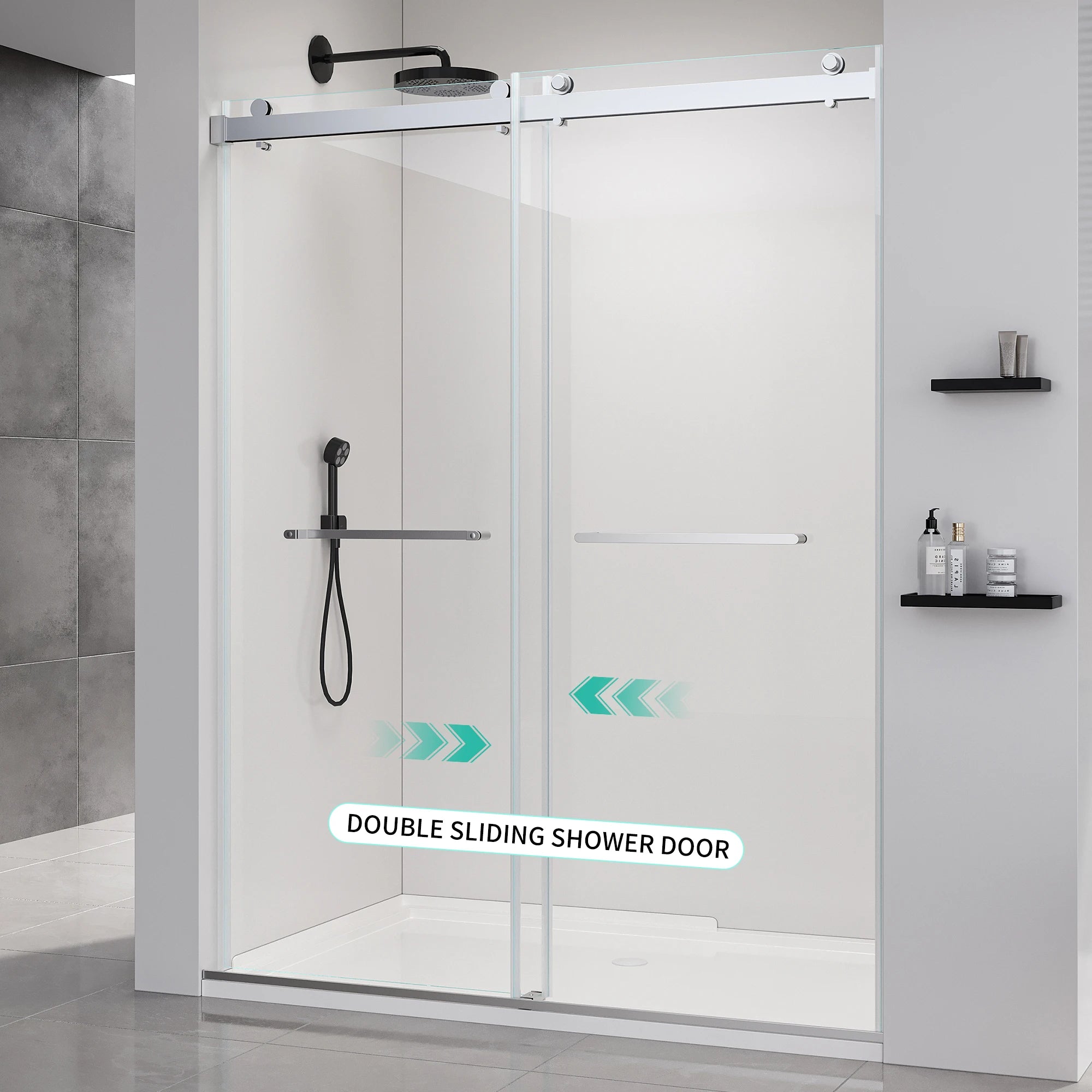 56-60" x 76" Glass Shower Door Frameless