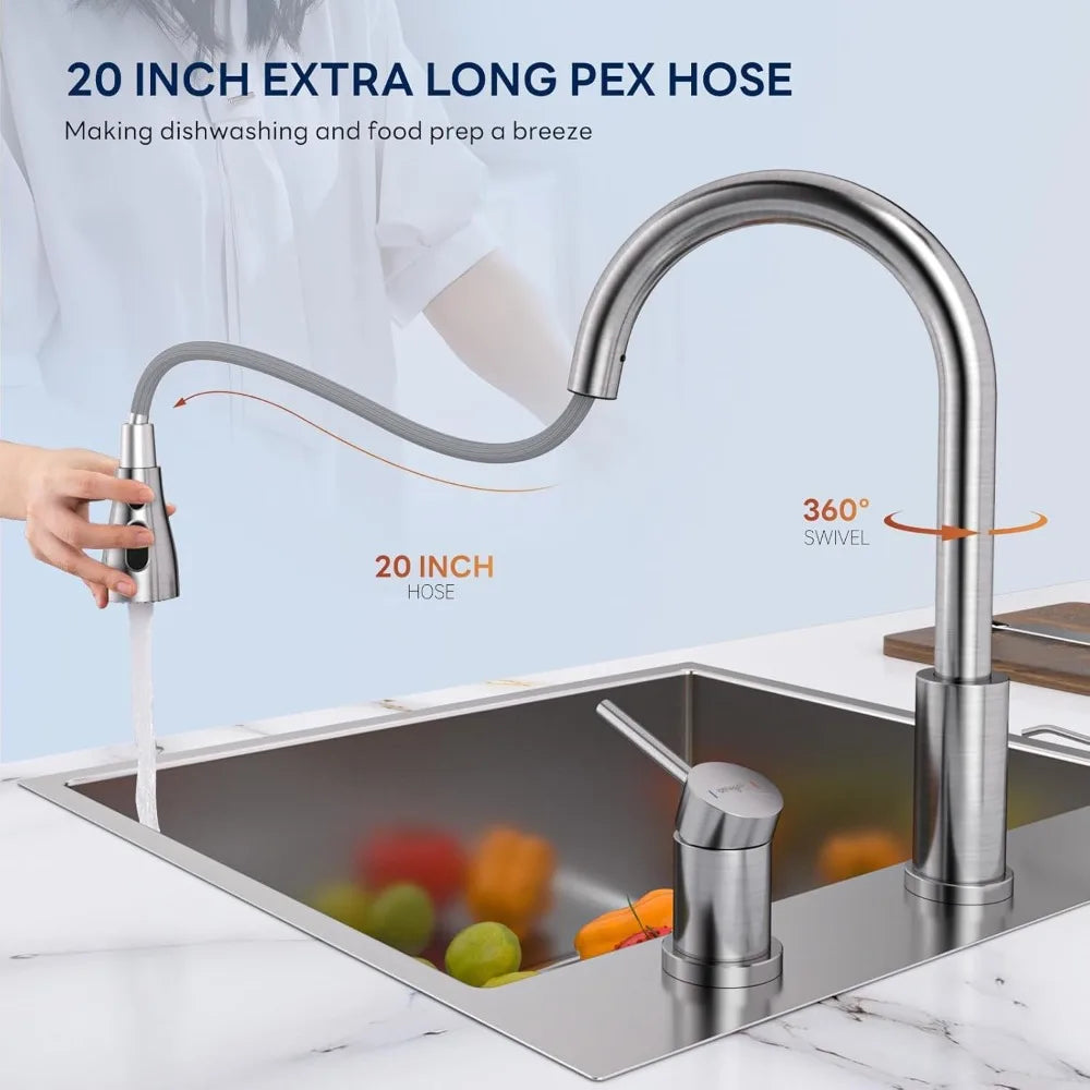 3 Hole Pull Down Sprayer, Brushed Nickel,