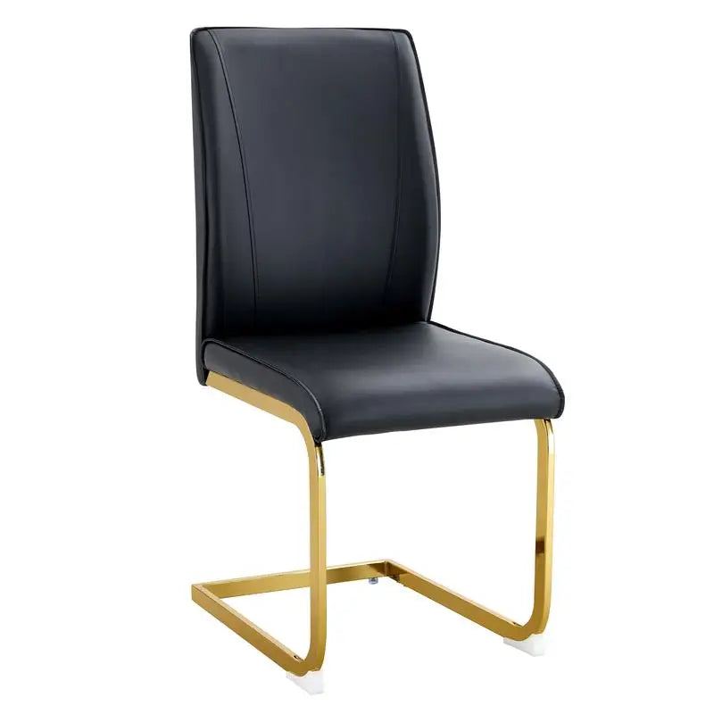 6 Black PU Leather Gold Metal Legs