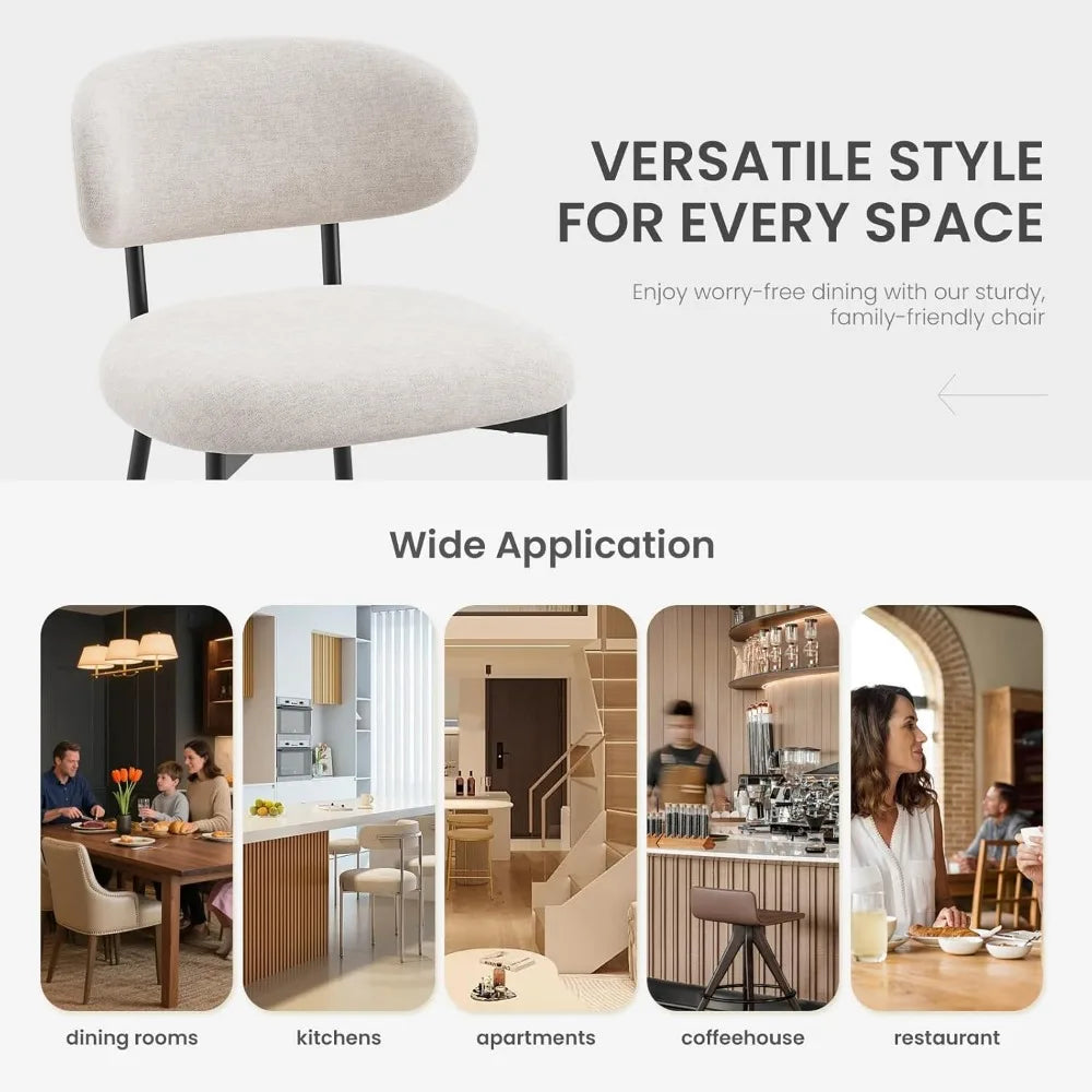 2 Modern Curved Backrest Cushioned Seat