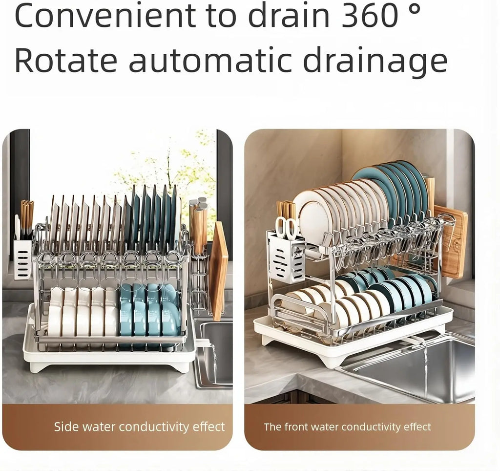 Double Layer Dish Rack, Super Large Stainless