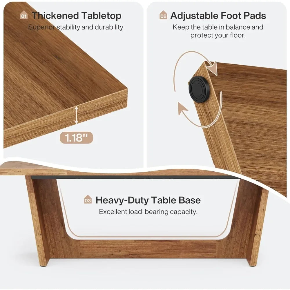 70.87"  Large Wooden for 6-8 People Rectangular Farmhouse