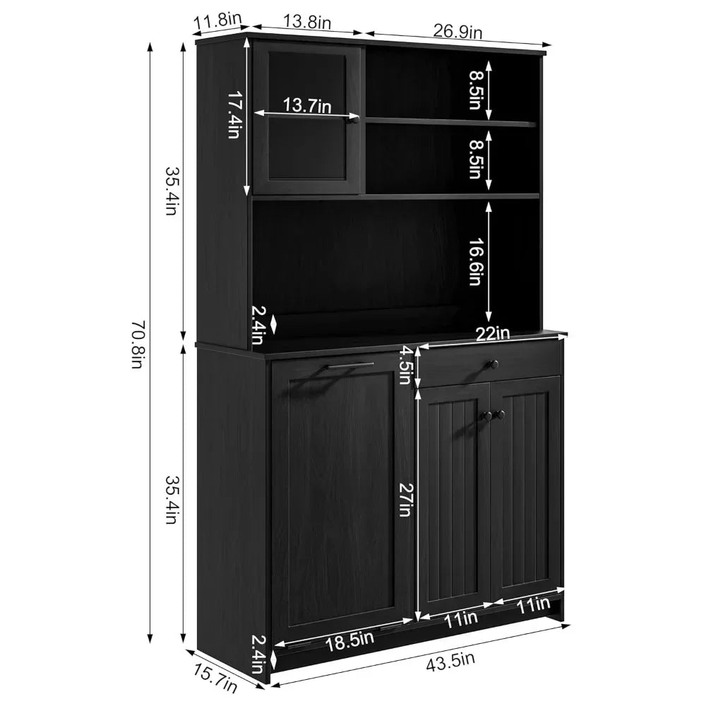 Kitchen Trash Cabinet, MW Shelf, Drawer