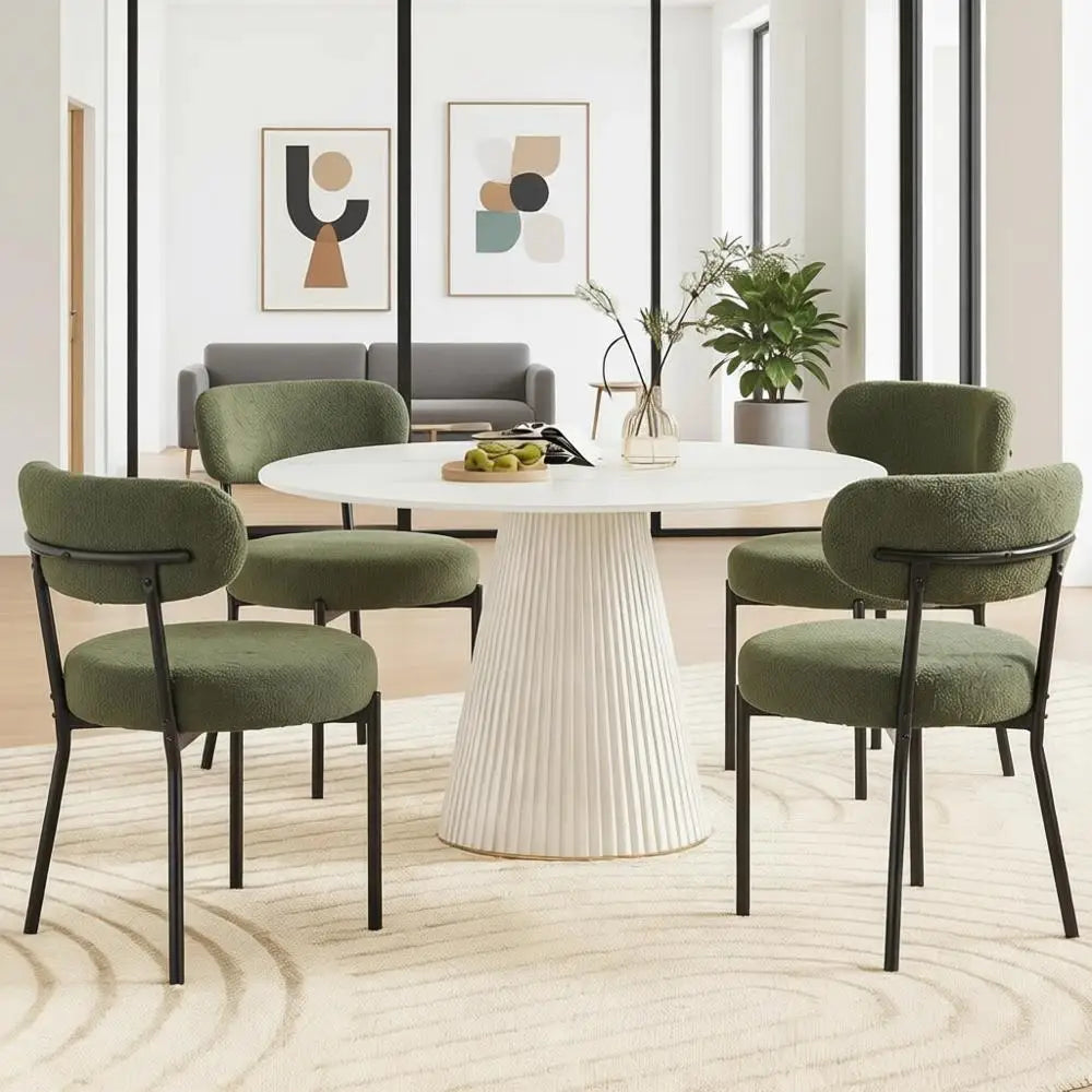 2 Modern Upholstered w Black Metal Legs