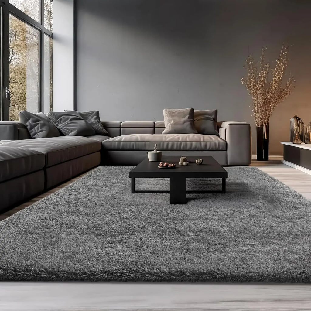 Plush Grey Shag Soft Thick Indoor