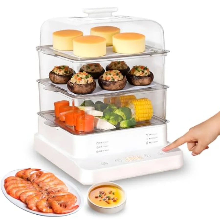 22L/23QT Electric Food Steamer 3 Layers 800W Commercial
