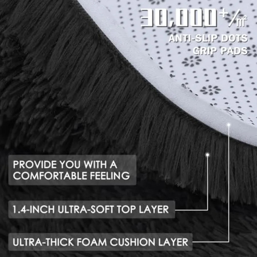 7' Black Round Rug