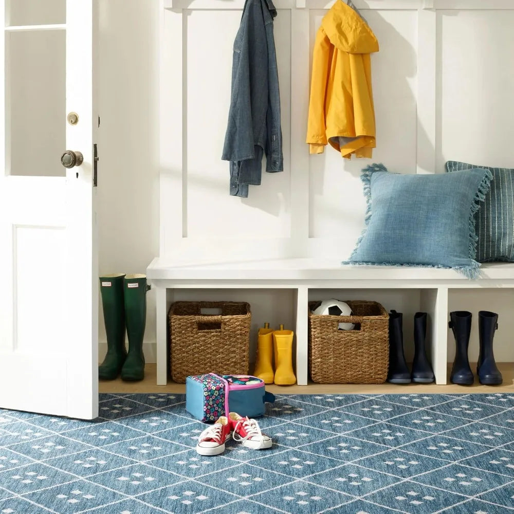 4x6 Washable Indigo Diamond