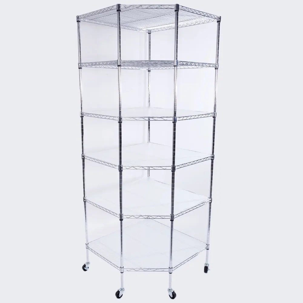 6-Layer Chrome-Plated Polygonal Corner Shelf