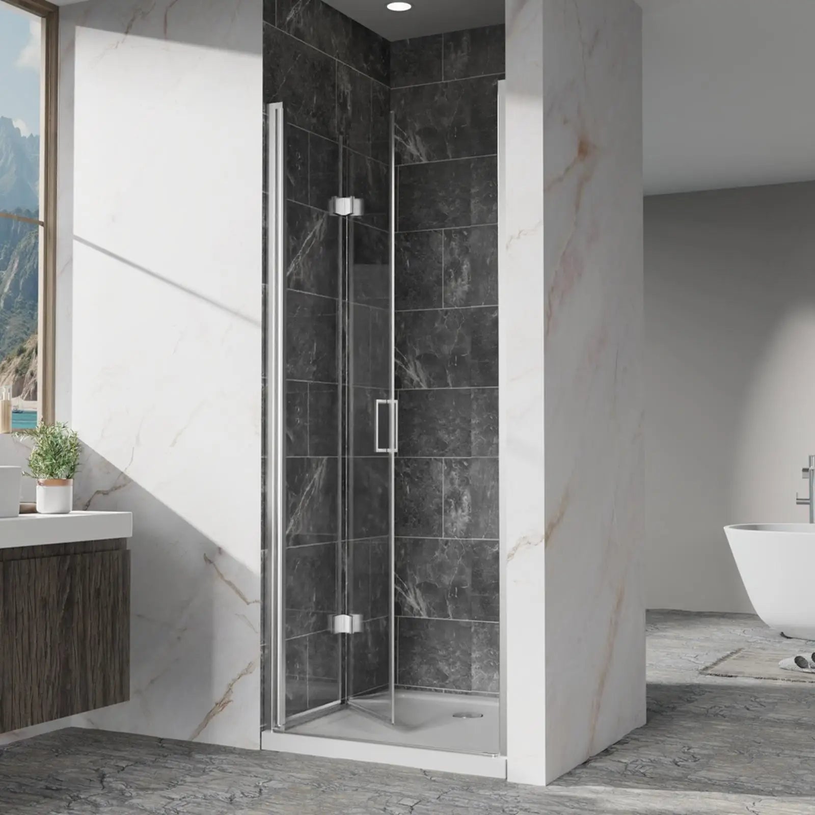 Frameless Glass Shower Door w/Chrome