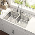 33x22 Double Bowl Topmount Stainless 18 Gauge