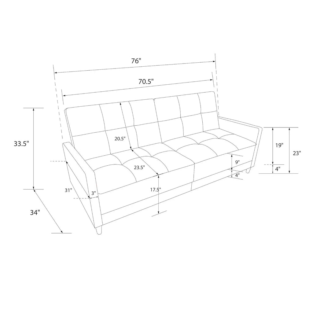 76" Futon Sofa Bed
