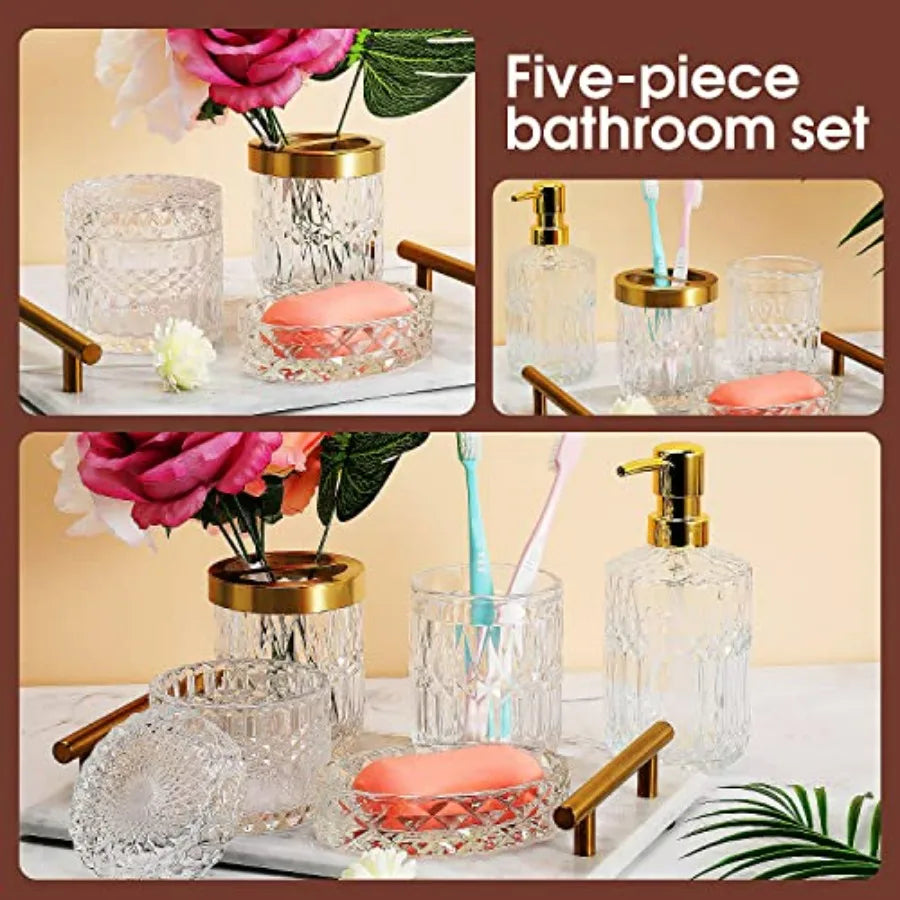 5Pcs Glass Bathroom Accessories