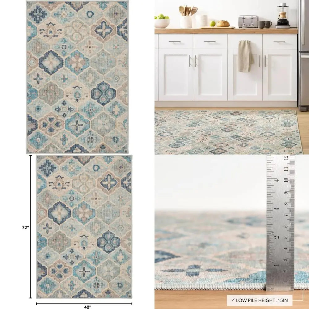 Machine Washable Geometric Rug 4x6