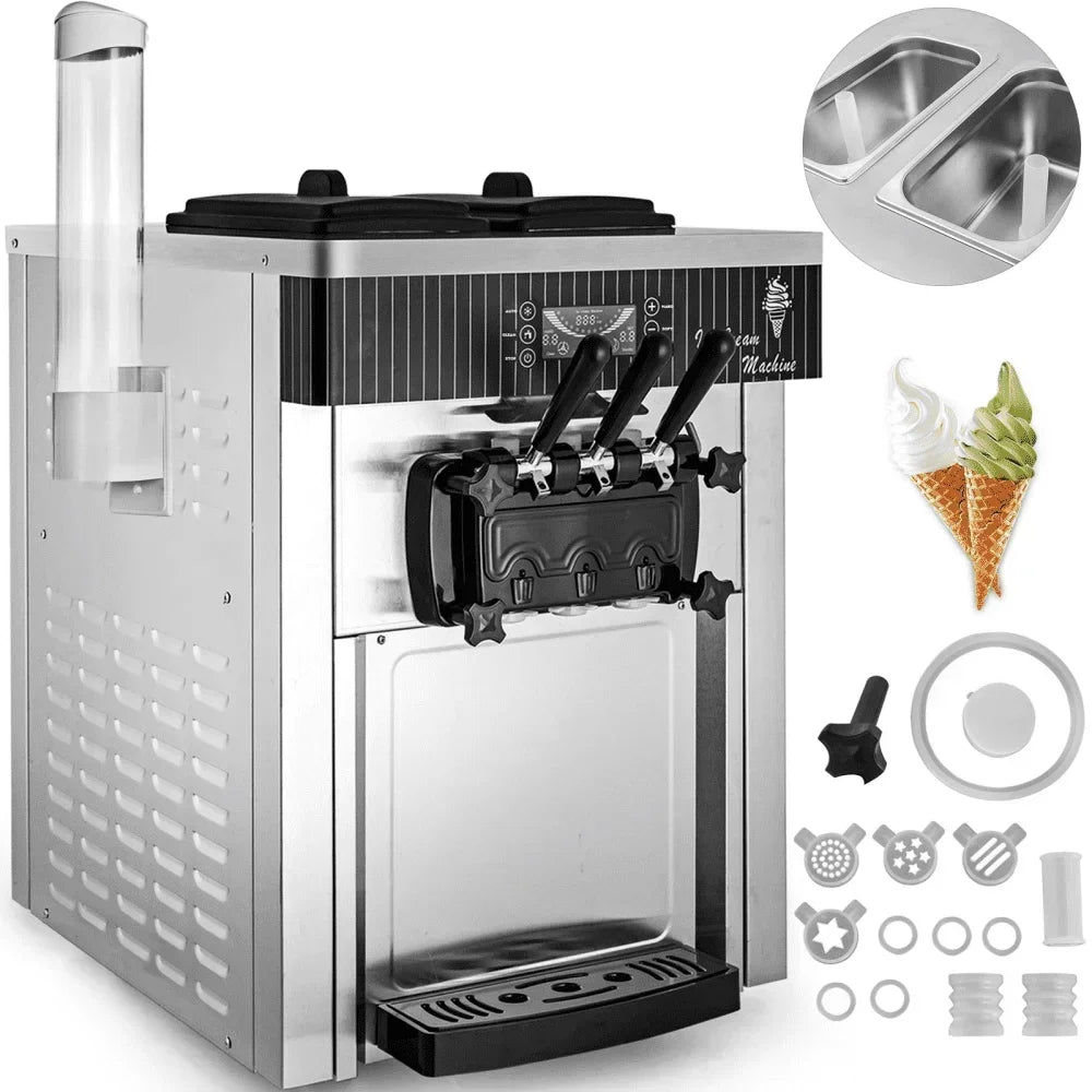 2200W Ice Cream Machine 5.3-7.4Gal/H Soft Serve