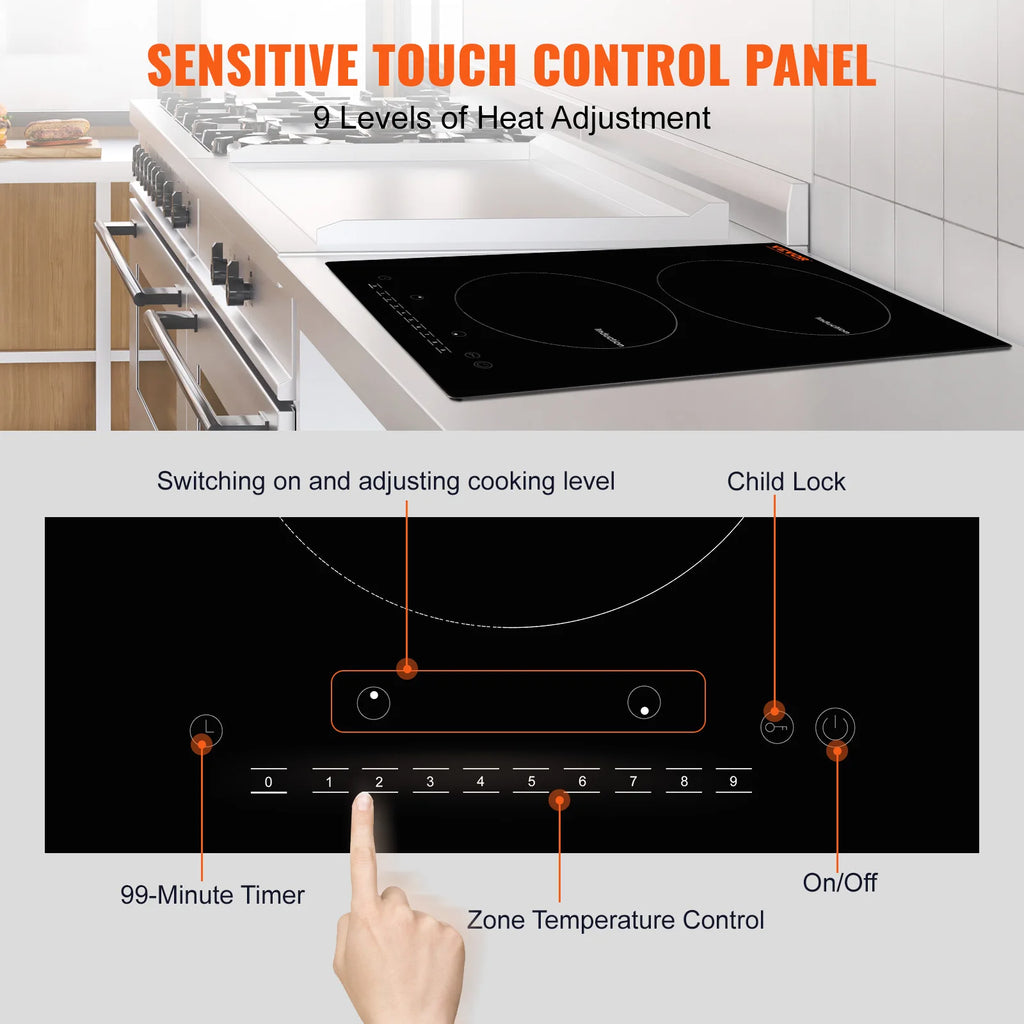 2 Induction, Sensor Touch Control, Magnetic Cooker