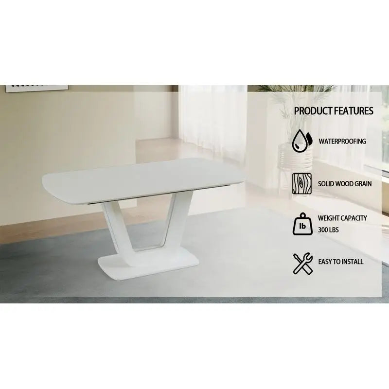 63-78.75" Expandable White MDF Industrial Style