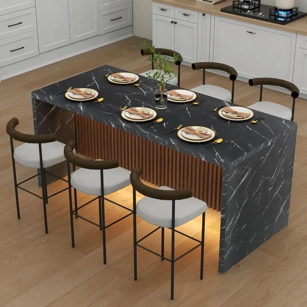 71" Large Faux Marble Island w/Led Light