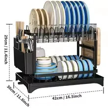 2-Tier Rotating Dish Rack – 360° Swivel