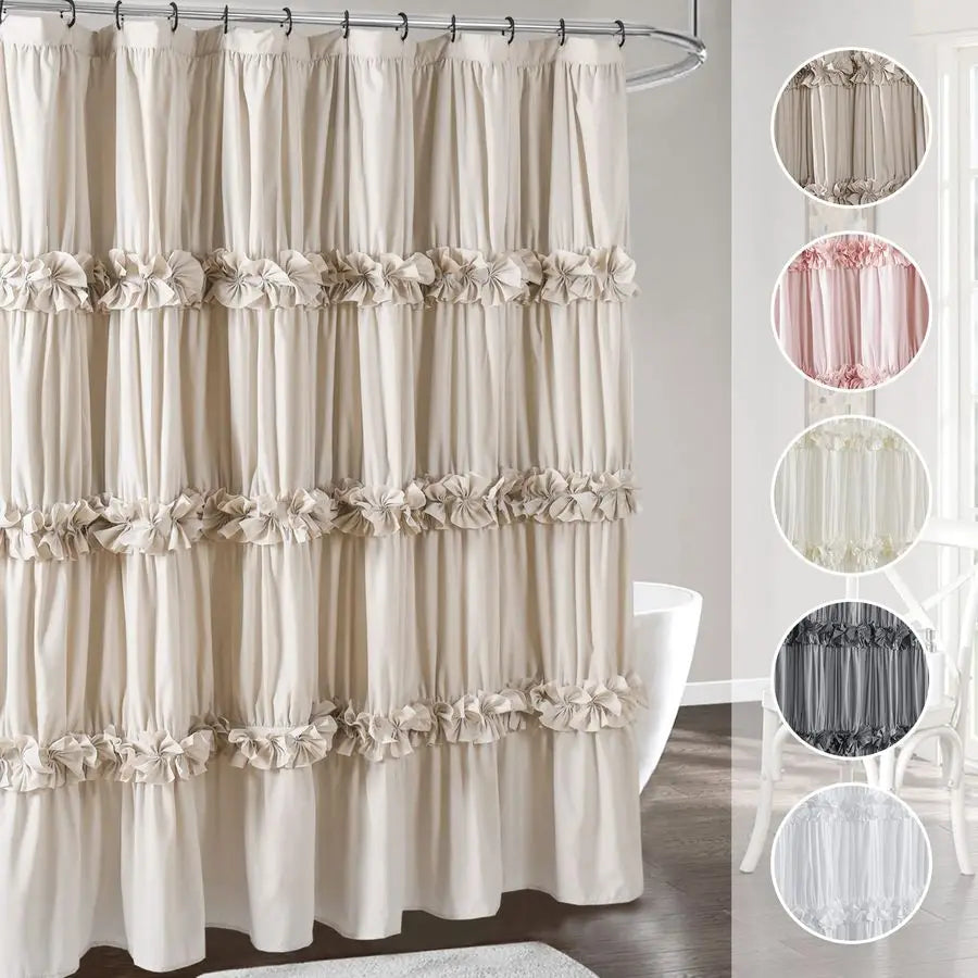 Camel Ruffle Shower Curtain Vintage