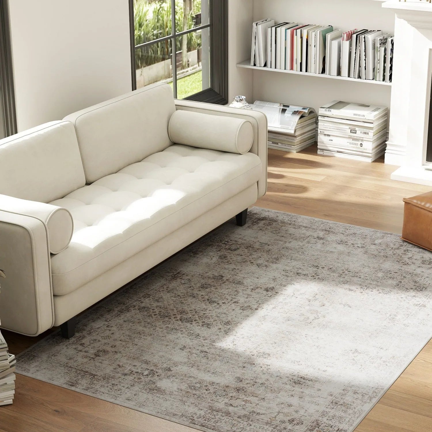 4x6 Washable Light Mixed-Brown