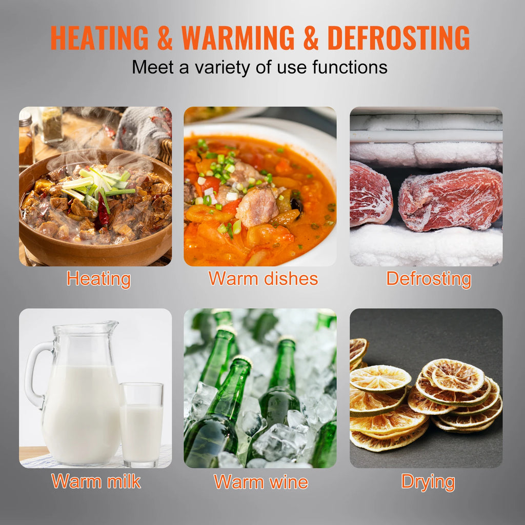 Warming Tray 16.5"x 23.6"/11" Portable Tempered Glass