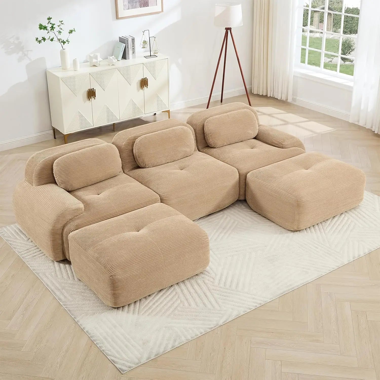 116" Modern Corduroy Cloud Sofa