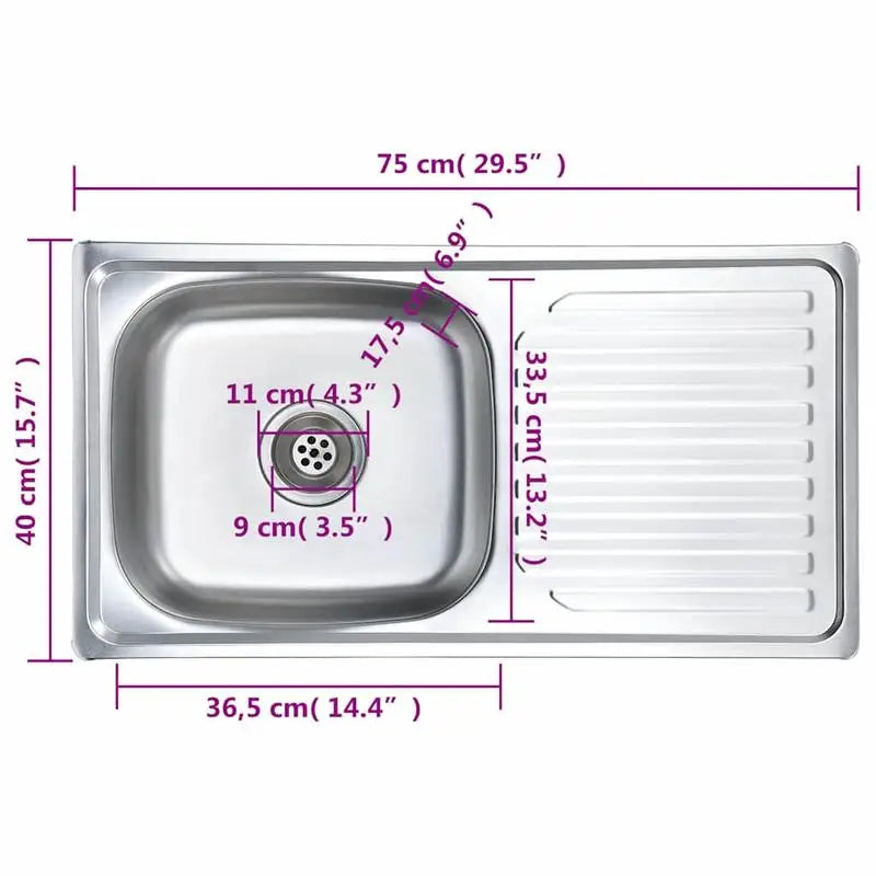 Kitchen Sink w/Drainboard Stainless
