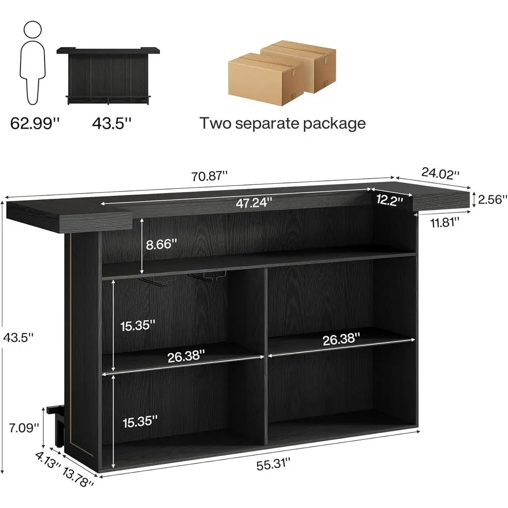 4-Tier Large Bar Table w/Wine Rack, Bootrest