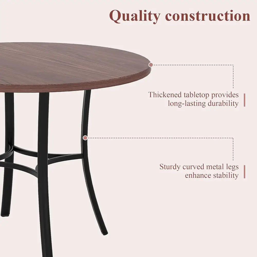 42-inch Wooden Grain Round w/Metal Legs