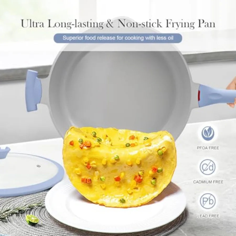 Ceramic Skillet Nonstick with Lid 14"