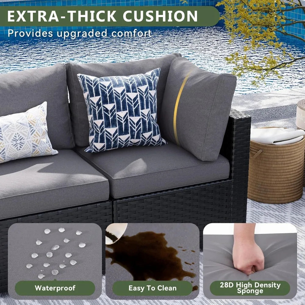 8-Piece Whicker Patio Set W/Fire Pit