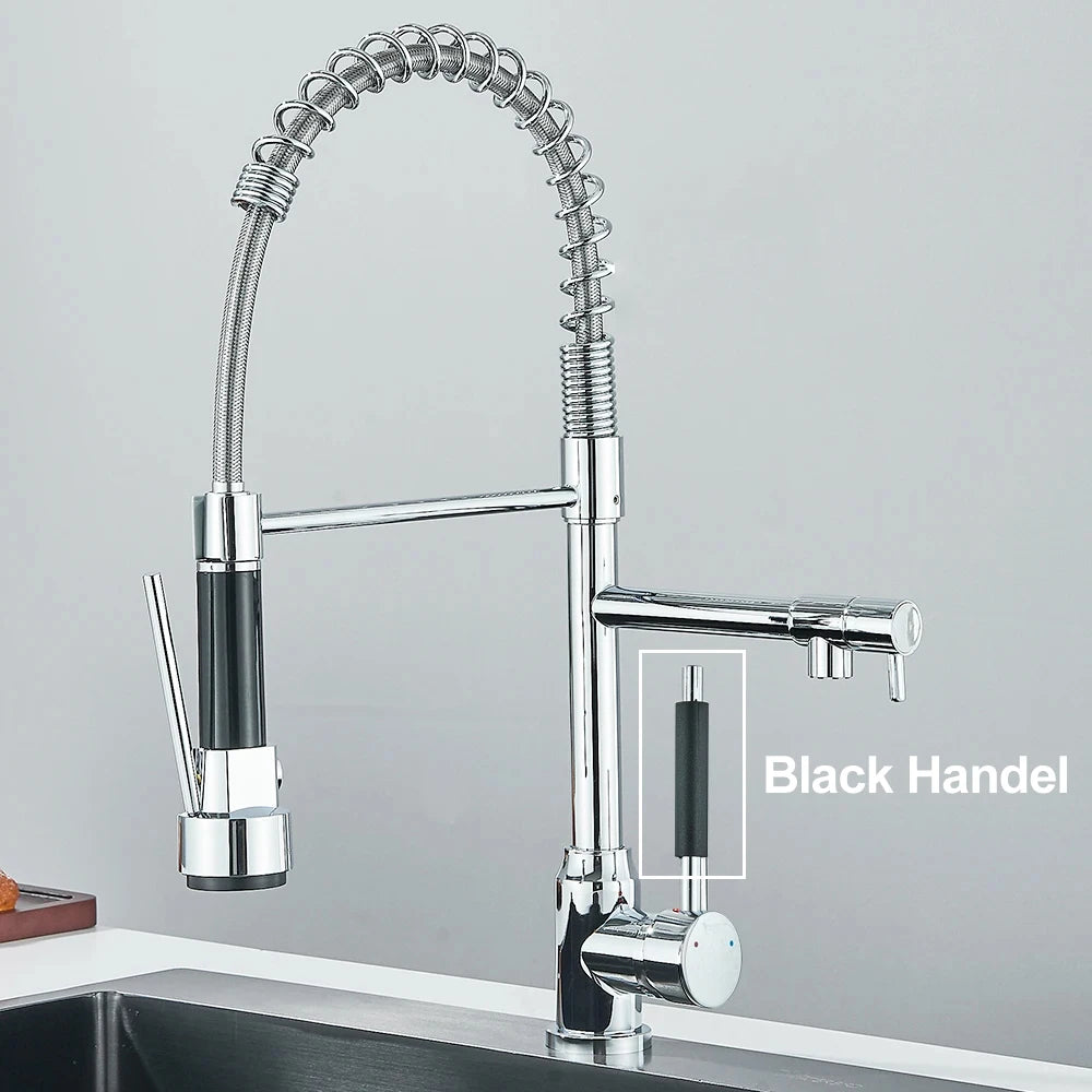Chrome Brass Pull Down Hot and Cold Water
