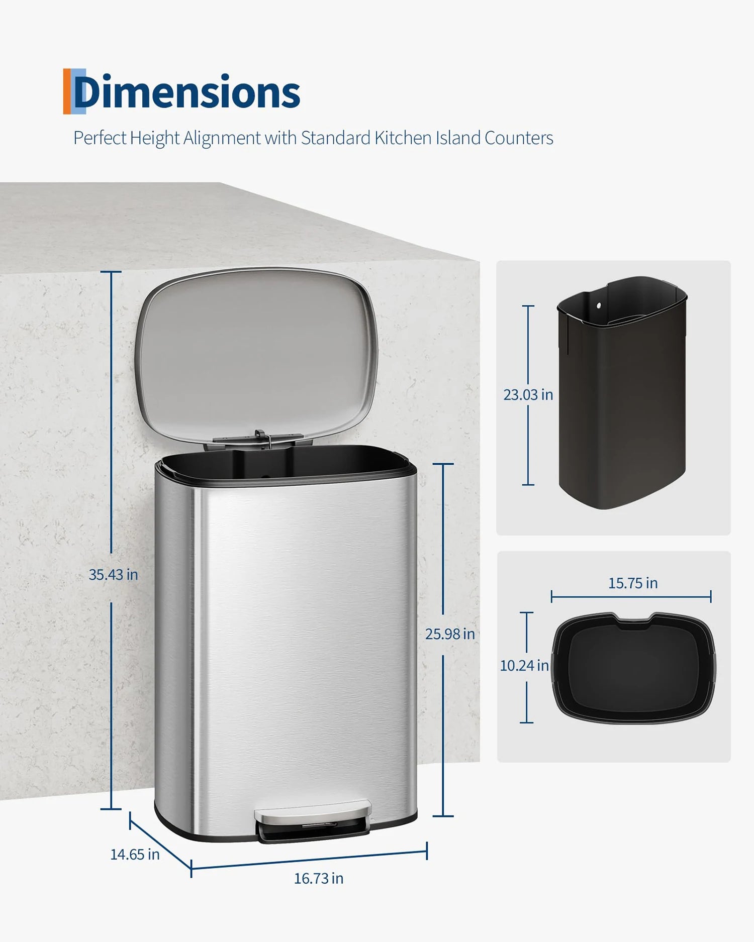 2 pc Step-On Cans 50L+10L Stainless