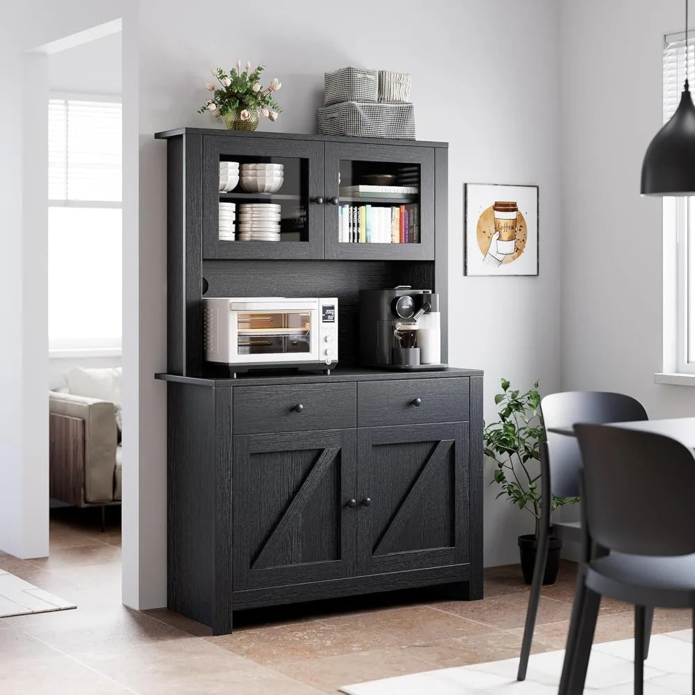 63" Pantry Cabinet, MW Stand, Adjustable Shelves, Drawers