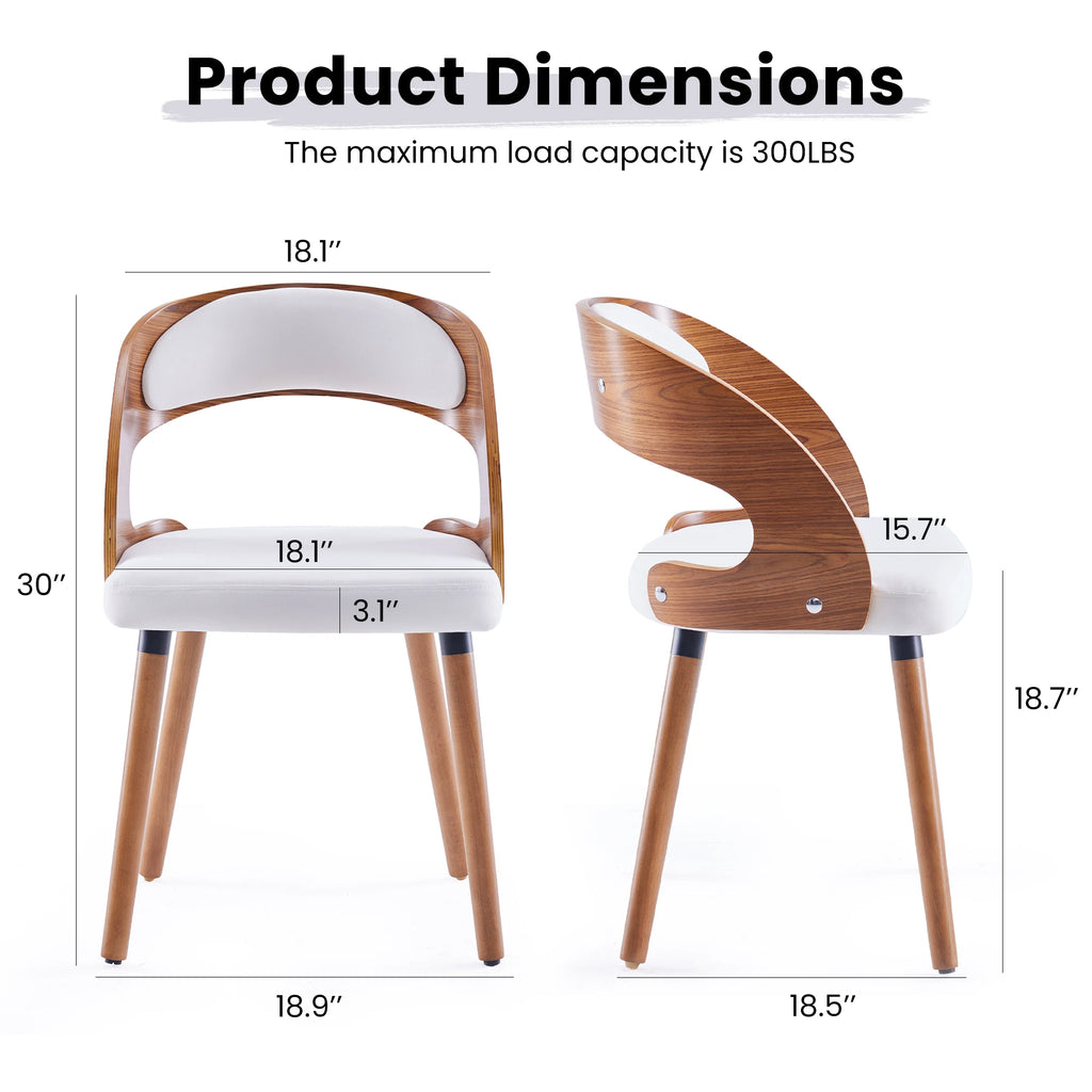 2 Wood Modern Upholstered Curved Backrest