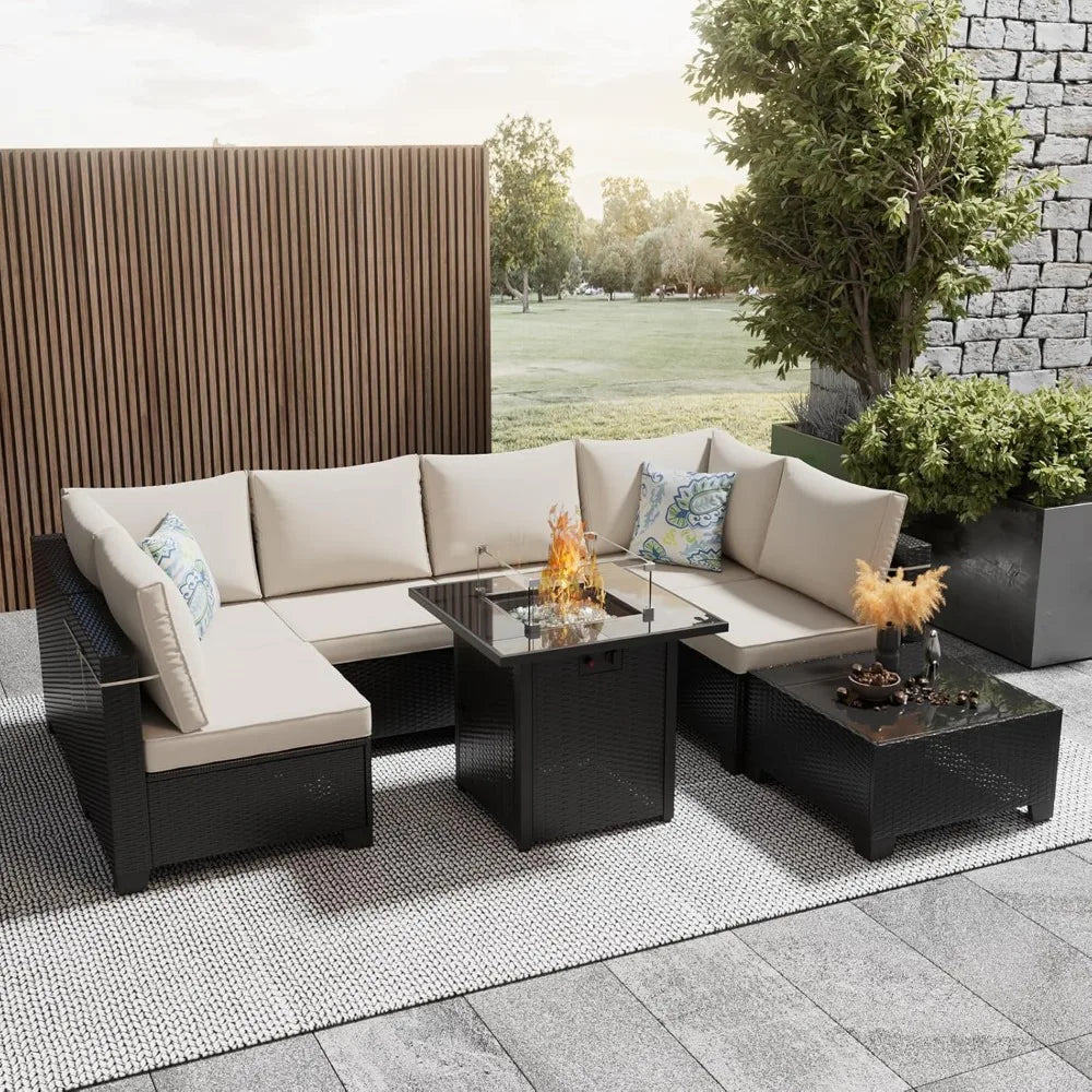 8-Piece Patio Set W/Fire Pit