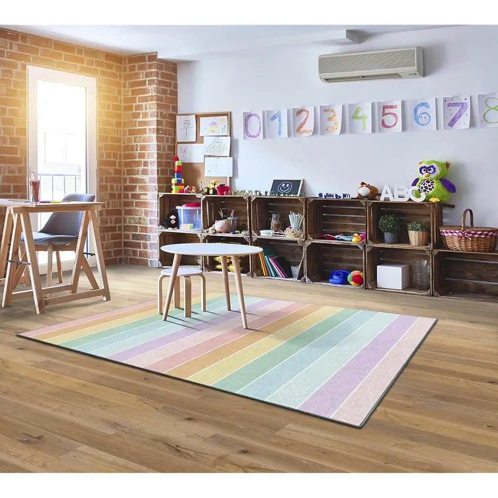 5x7'6" Pastel Rainbow Stripe