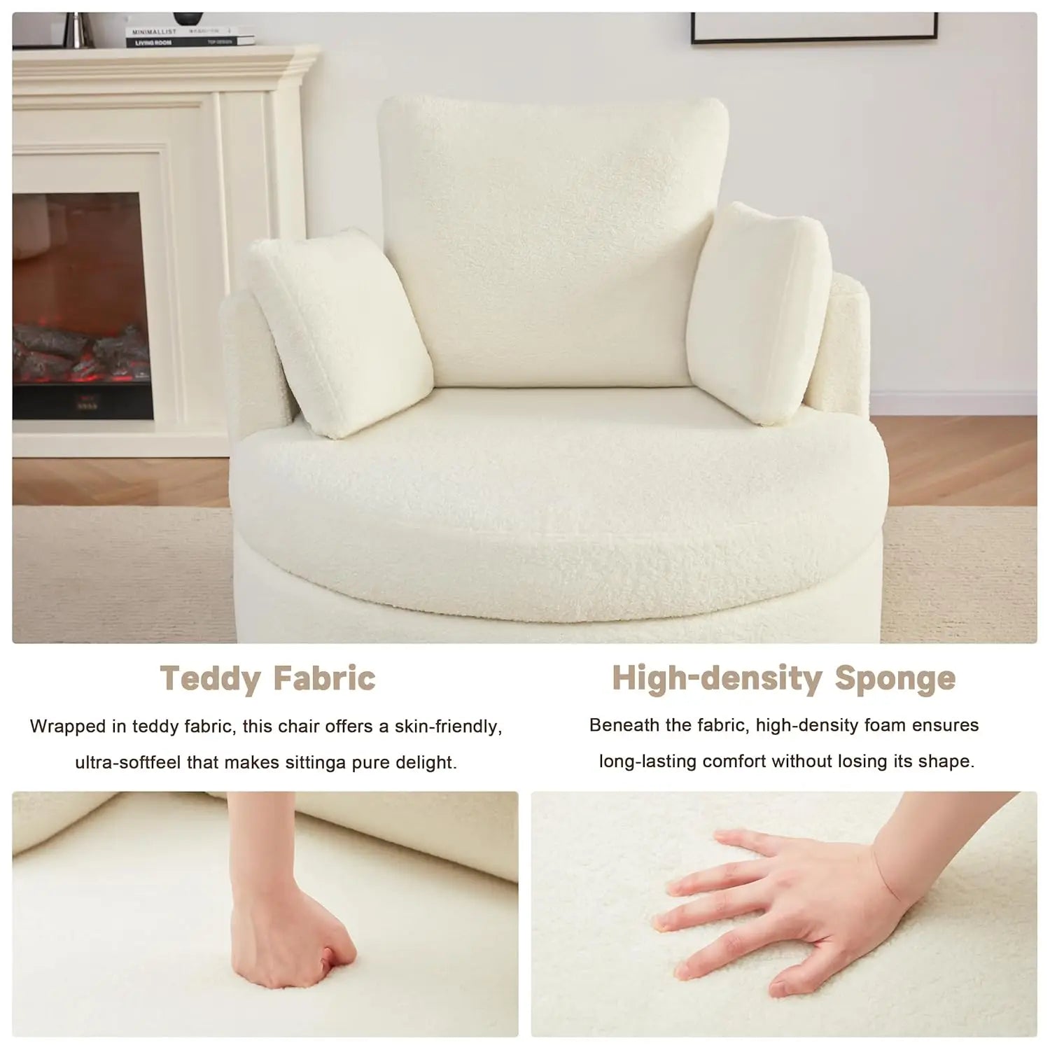 39.8” Swivel Barrel Chair w/Storage