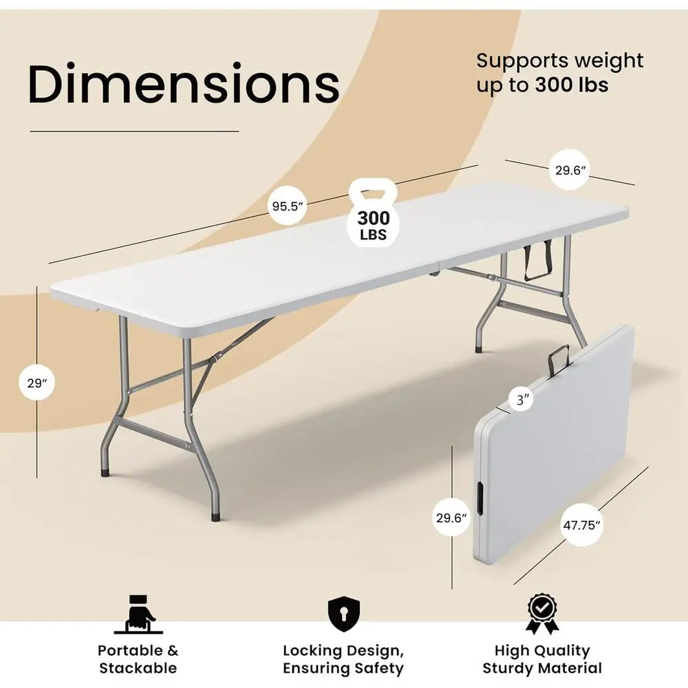 Durable 8-Seat Folding w/Handle & Steel Legs