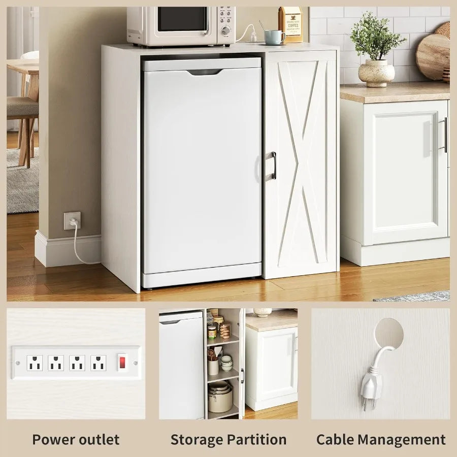24" Mini Fridge Cabinet w/Storage Coffee Bar