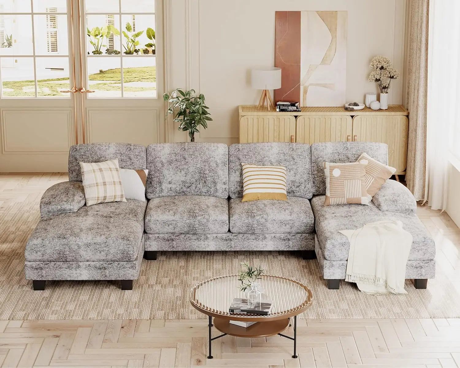 U-Shape Sectional Chenille Fabric