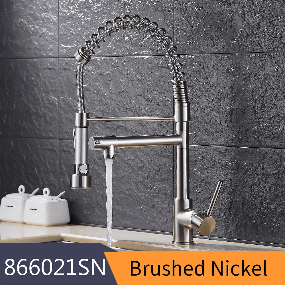 Gold Single Pull Out Spring Spout Mixers