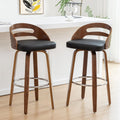 Set of 2 Swivel Bar Stools Walnut