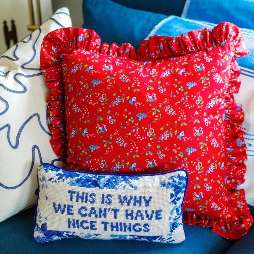 Decorative Needlepoint Throw Pillow 8x14