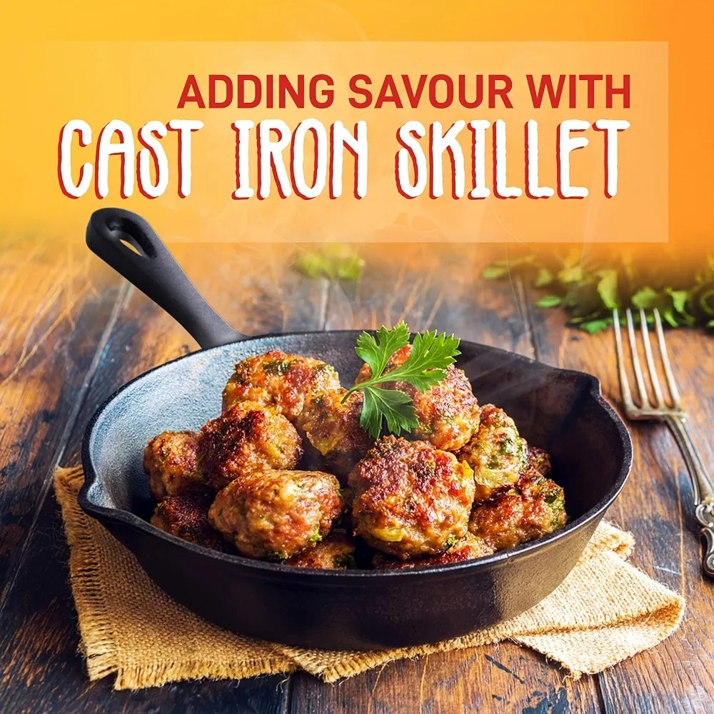 3PCS Cast Iron Skillet Set (6/8/10 Inch) Pre-Seasoned, Heavy-Duty