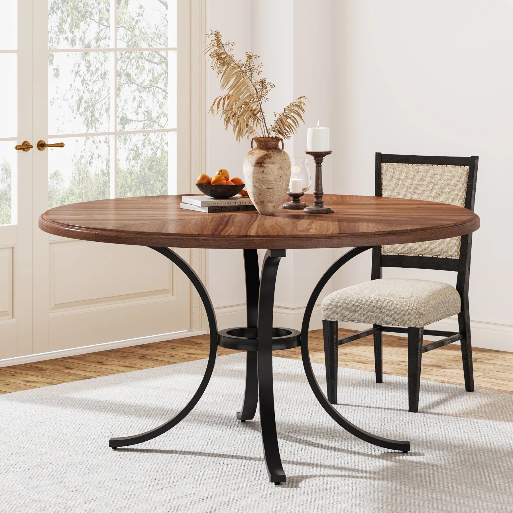 47" Round for 4 Farmhouse Wooden Texture